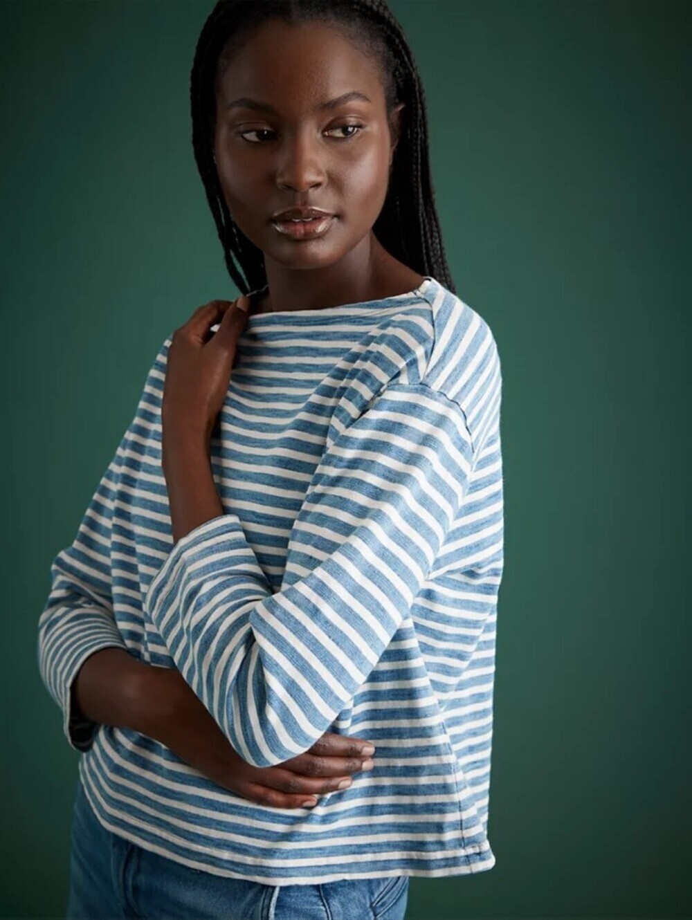 AE77 Premium Long-Sleeve Indigo T-Shirt
